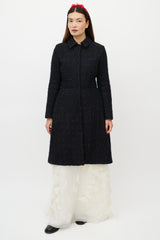 Simone Rocha Navy Metallic Flared Wool Coat