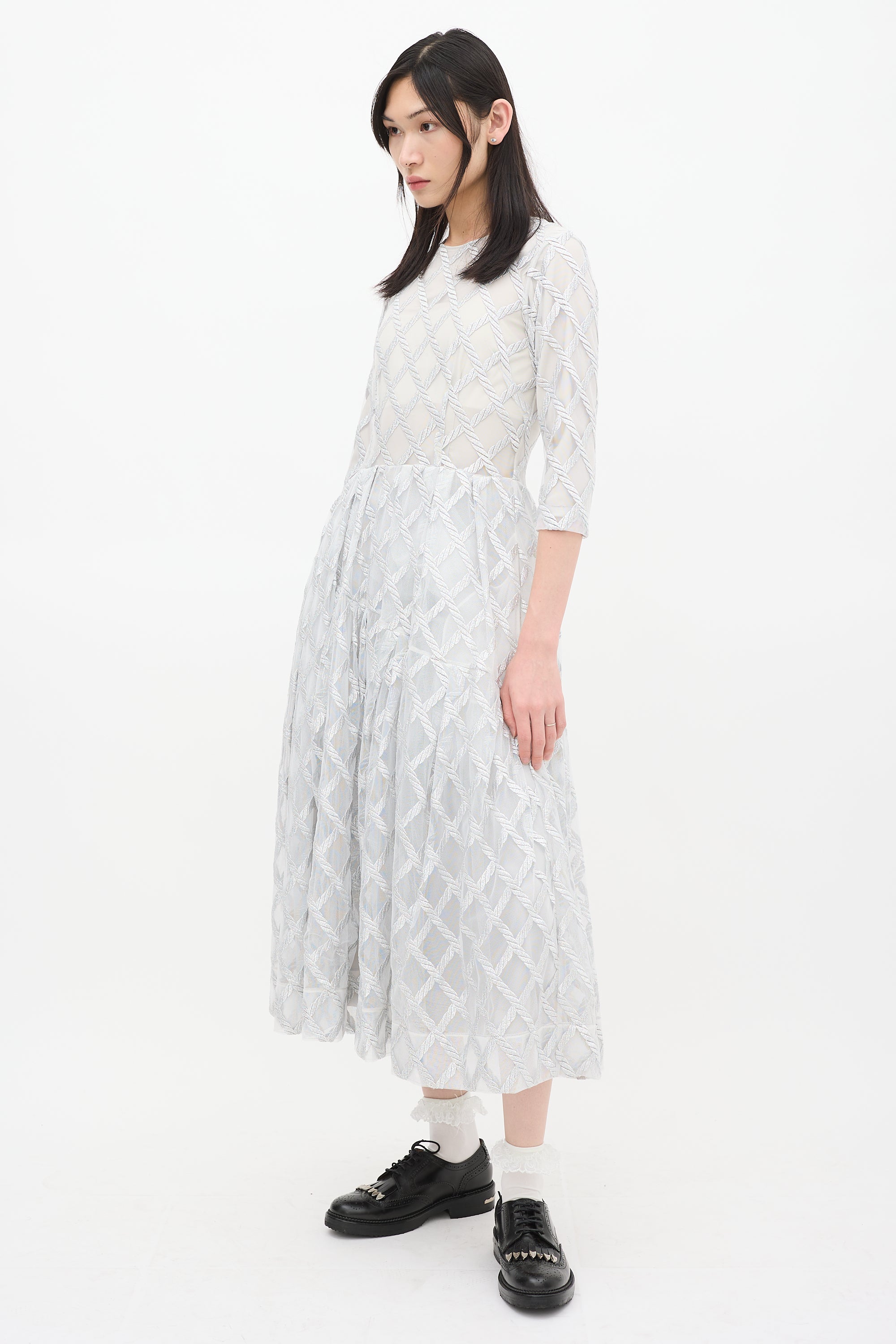 simone rocha silver dress Simone Rocha Double Bow Mini Dress In Silver - 60% Off