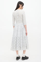 Simone Rocha Silver Tulle Latticed Overlay Midi Dress