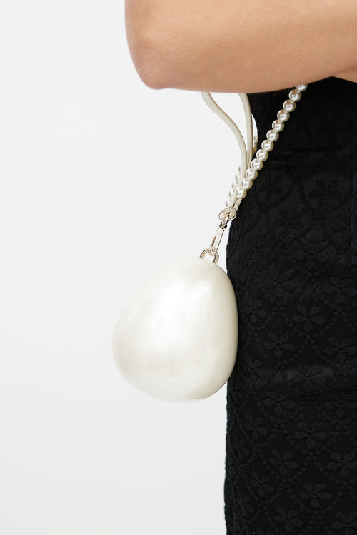 Simone Rocha White Micro Pearl Egg Bag