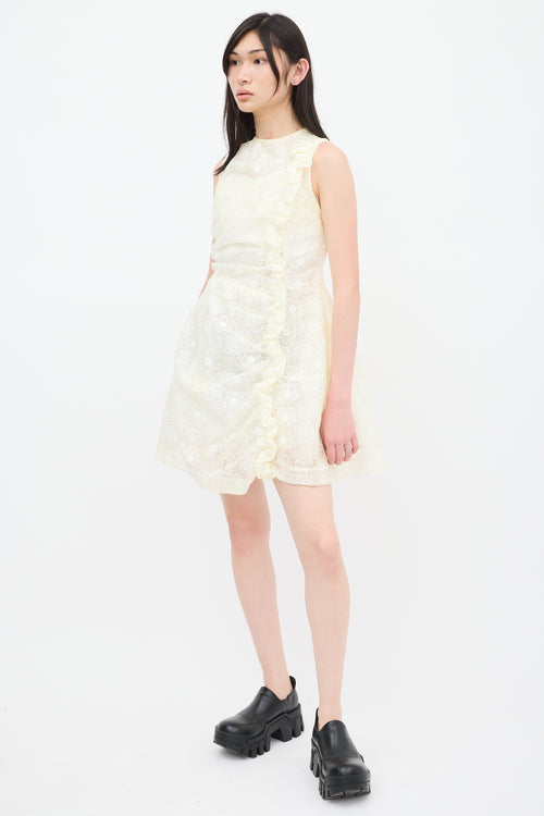 Simone Rocha White Nylon Floral Dress