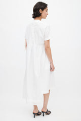 Simone Rocha White Pleated Tiered Lace Dress