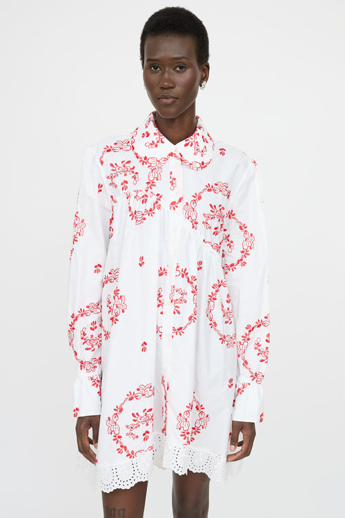 Simone Rocha Embroidered Button Up Dress