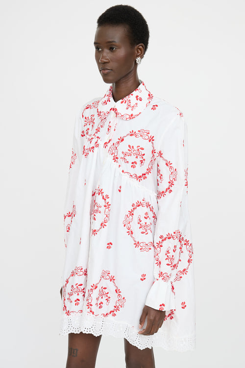 Simone Rocha Embroidered Button Up Dress