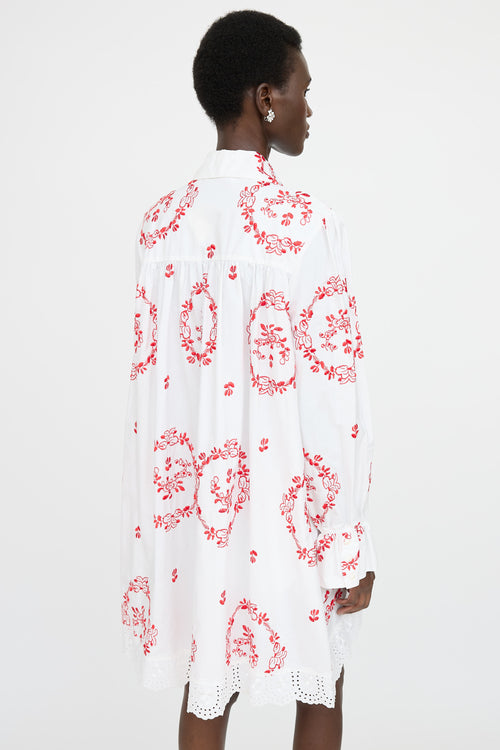 Simone Rocha Embroidered Button Up Dress