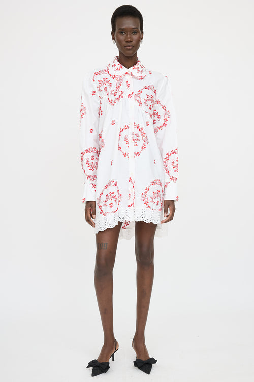 Simone Rocha Embroidered Button Up Dress