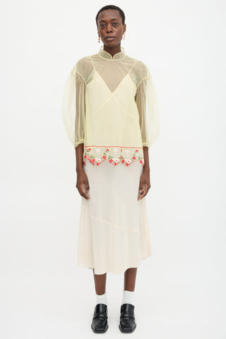Simone Rocha Mesh Floral Embroidered Blouse