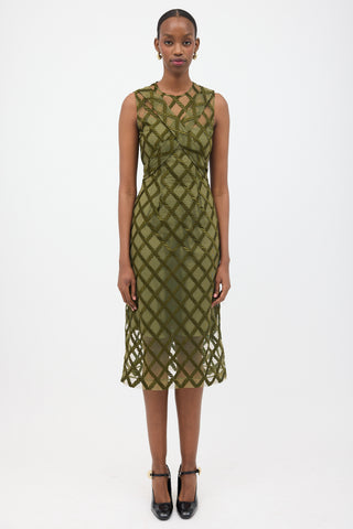Simone Rocha Sheer Mesh Embroidered Dress