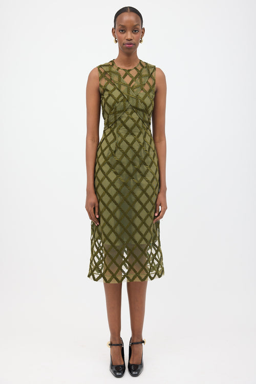 Simone Rocha Sheer Mesh Embroidered Dress