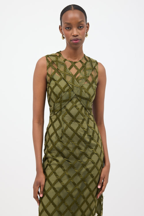 Simone Rocha Sheer Mesh Embroidered Dress