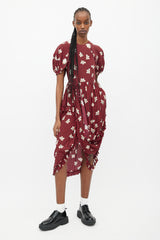 Simone Rocha Spring 2017 Red & Black Gingham & Floral Embellished Dress