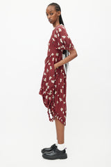 Simone Rocha Spring 2017 Red & Black Gingham & Floral Embellished Dress
