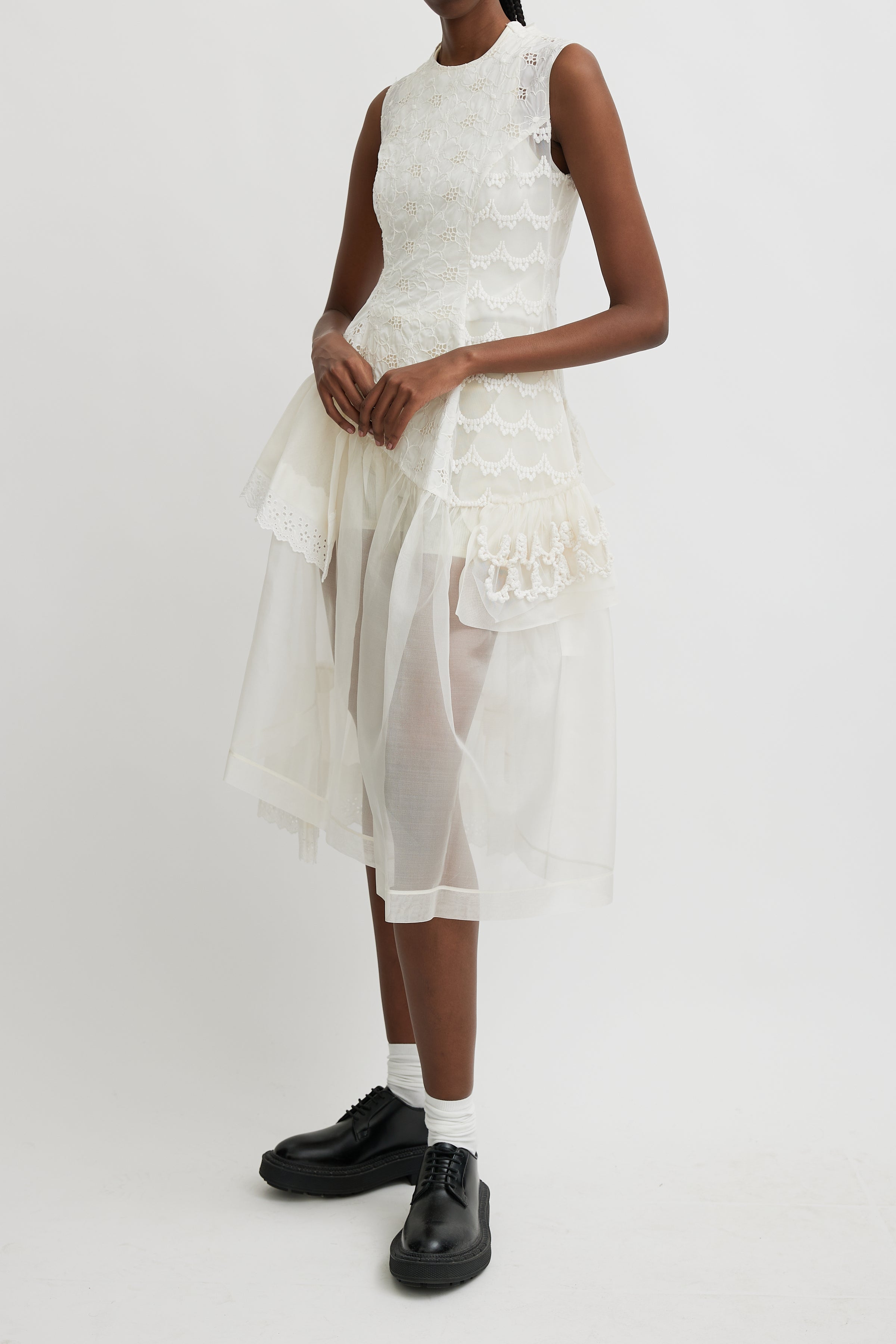 Simone Rocha // Spring 2017 White Lace Sheer Dress VSP Consignment Simone Rocha // Spring 2017 White Lace Sheer Dress VSP Consignment