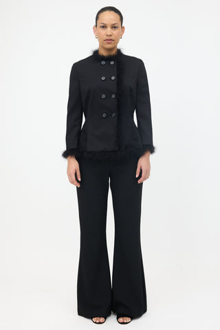 Simone Rocha Wool Feather Trimmed Blazer