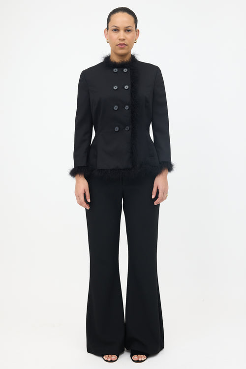 Simone Rocha Wool Feather Trimmed Blazer