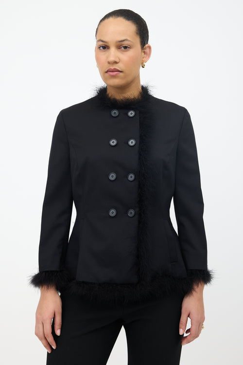 Simone Rocha Wool Feather Trimmed Blazer