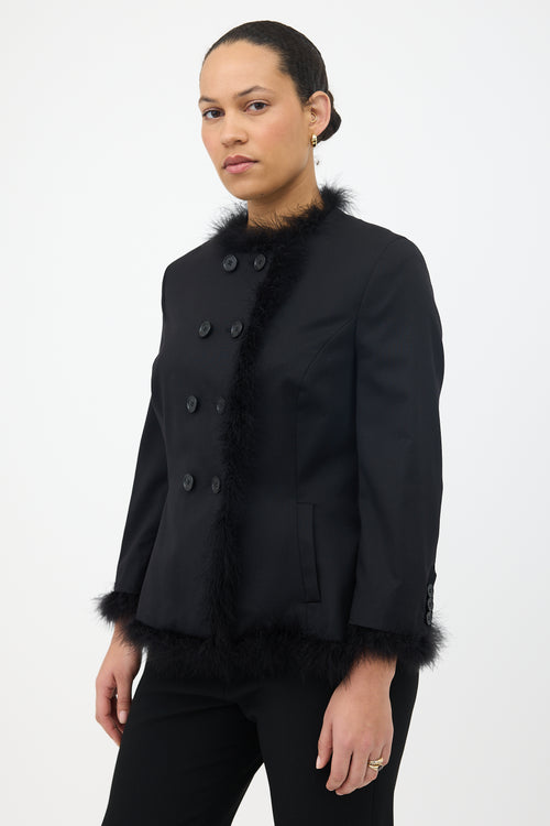 Simone Rocha Wool Feather Trimmed Blazer
