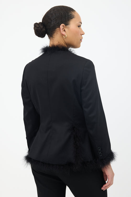 Simone Rocha Wool Feather Trimmed Blazer