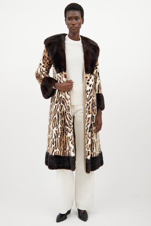 VSP Archive Beige Fur Patterned Belted Coat