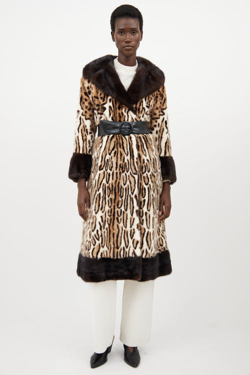 VSP Archive Beige Fur Patterned Belted Coat