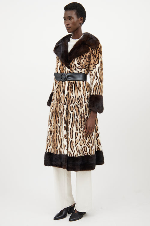 VSP Archive Beige Fur Patterned Belted Coat