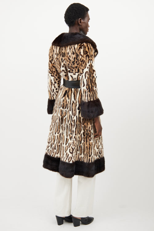 VSP Archive Beige Fur Patterned Belted Coat