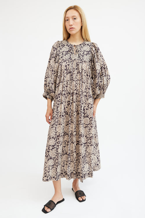 Skall Studio Beige & Grey Paisley Maxi Dress