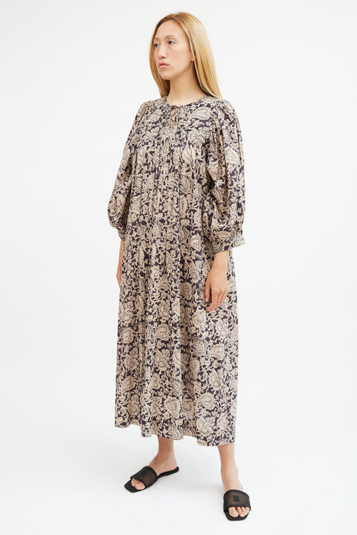 Skall Studio Beige & Grey Paisley Maxi Dress