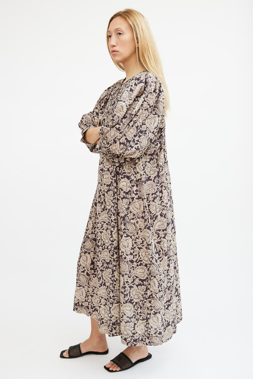 Skall Studio Beige & Grey Paisley Maxi Dress