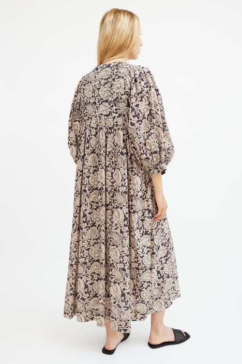 Skall Studio Beige & Grey Paisley Maxi Dress