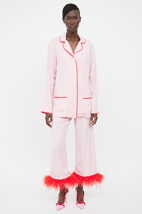 Sleeper Pink & Red Trim Party Pajama Set