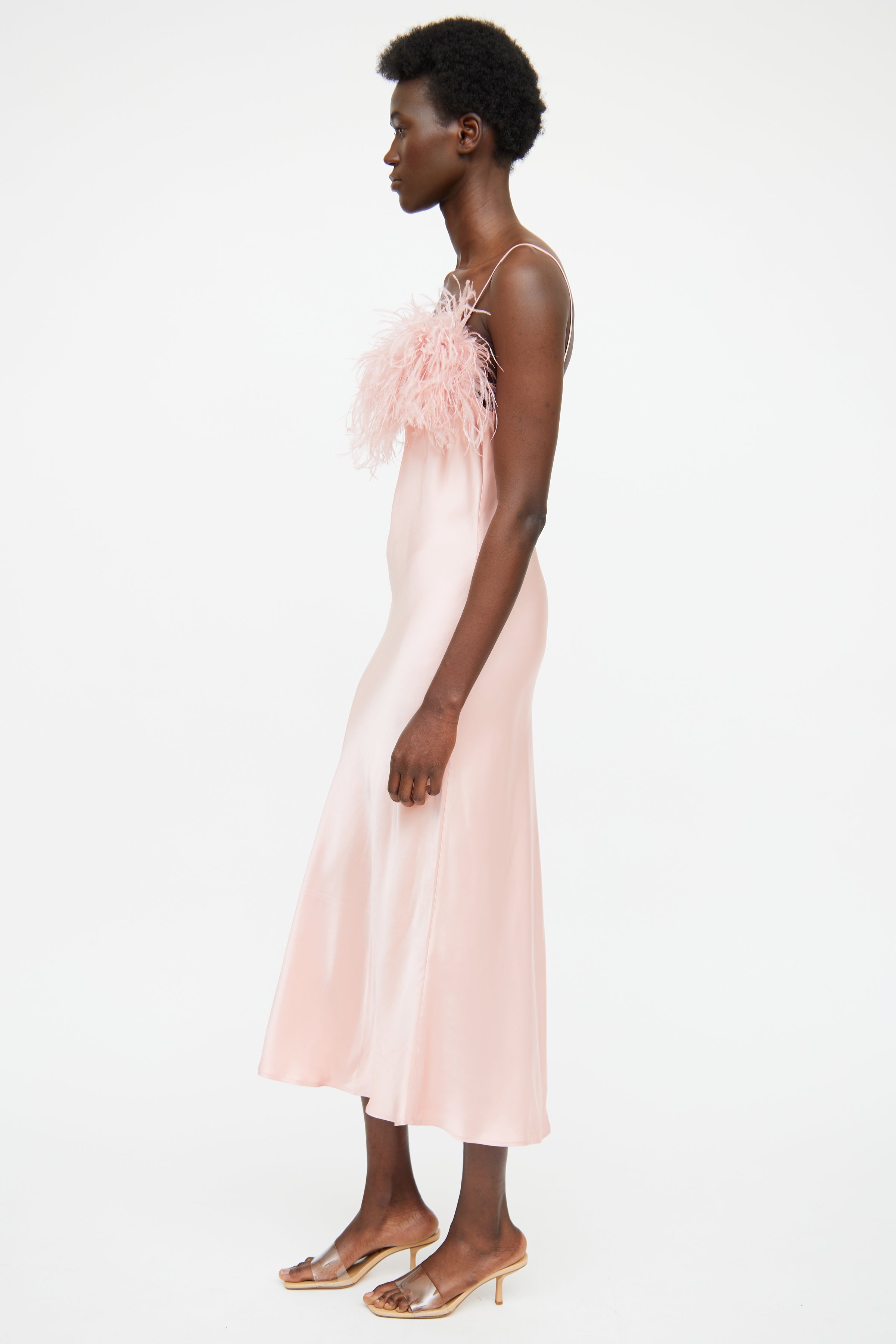 Sleeper // Pink Boheme Feather Slip Dress – VSP Consignment