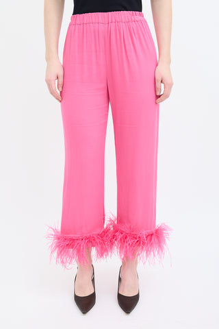 Sleeper Pink Party Feather Trim Pant