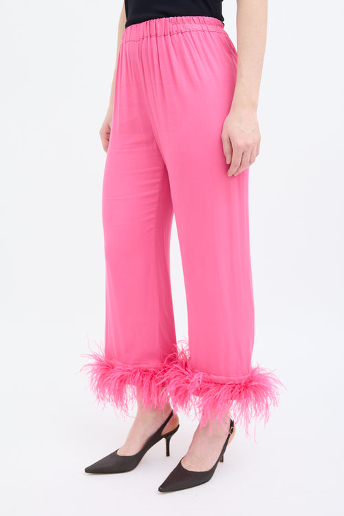 Sleeper Pink Party Feather Trim Pant