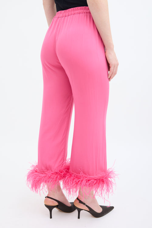 Sleeper Pink Party Feather Trim Pant