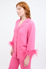 Sleeper Pink Party Feather Trim Shirt