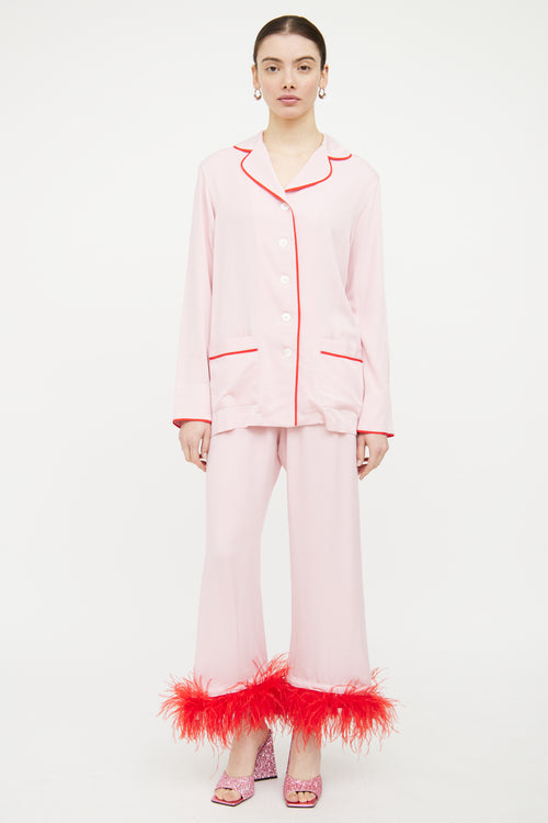 Sleeper Pink & Red Feather Co-Ord Set