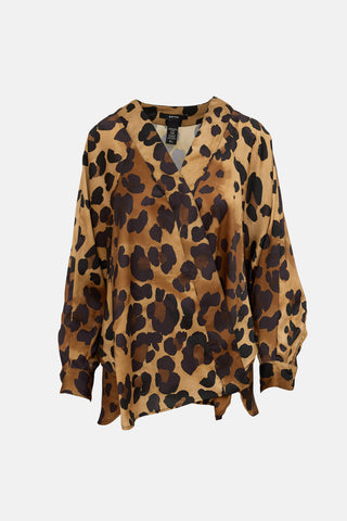 Satin Print Wrap Top