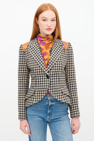 Smythe Beige & Black Wool Checkered  Blazer