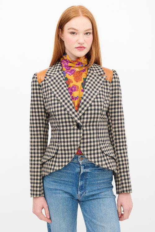 Smythe Beige & Black Wool Checkered  Blazer