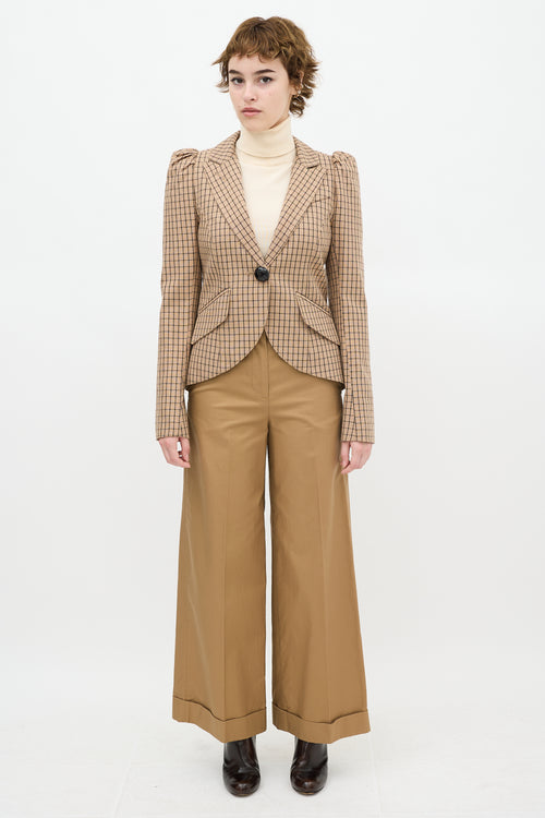 Smythe Grid Pouf Sleeve Blazer