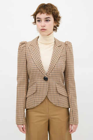 Smythe Grid Pouf Sleeve Blazer
