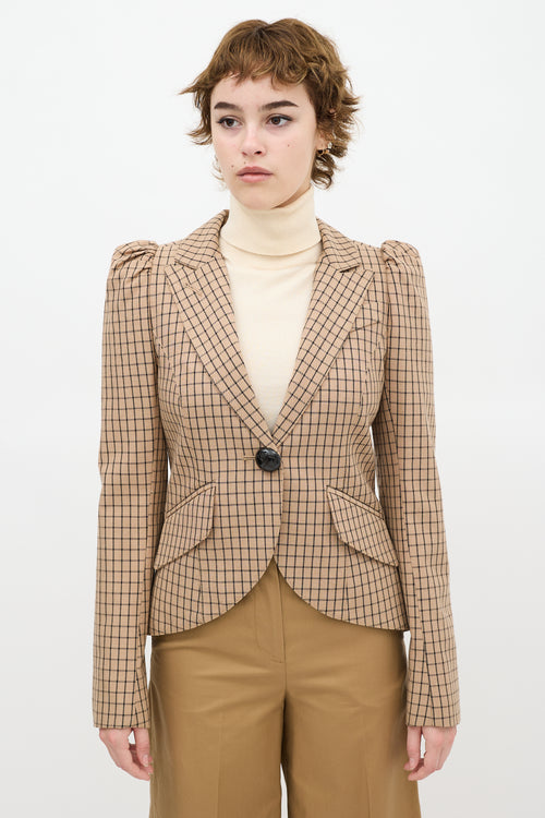 Smythe Grid Pouf Sleeve Blazer