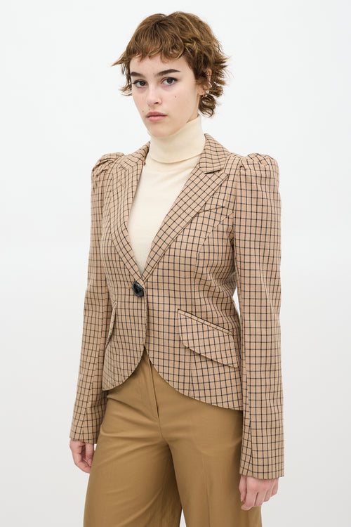 Smythe Grid Pouf Sleeve Blazer