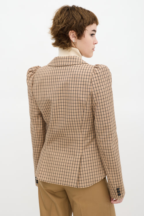 Smythe Grid Pouf Sleeve Blazer