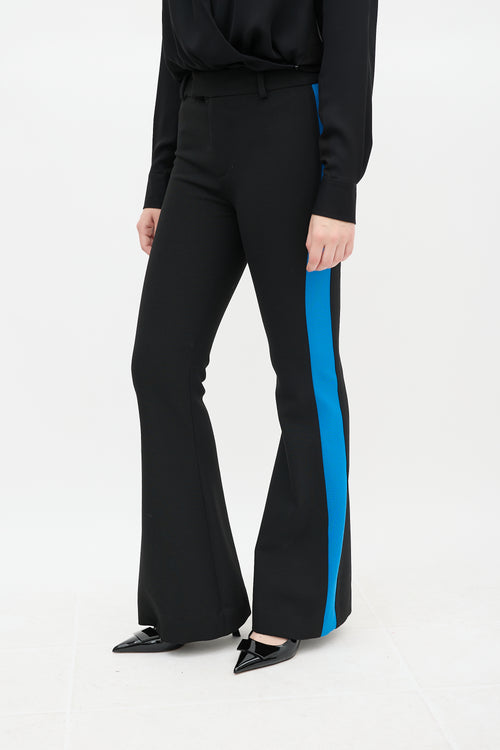 Smythe Black & Blue Striped Flared Pant