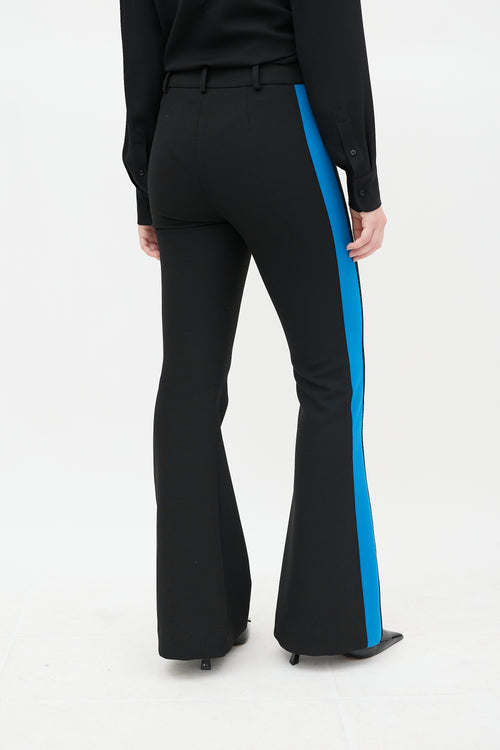 Smythe Black & Blue Striped Flared Pant