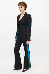 Smythe Black & Blue Striped Flared Pant