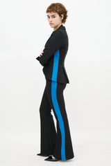Smythe Black & Blue Striped Flared Pant