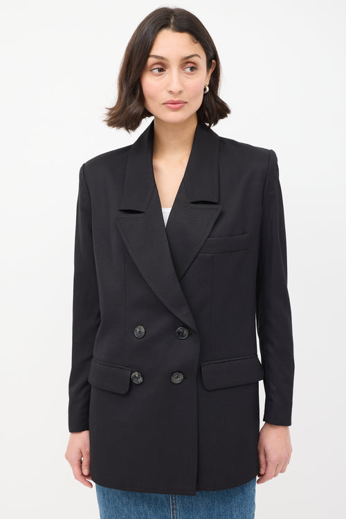 Smythe Black Wool Oversized Double Breasted Blazer